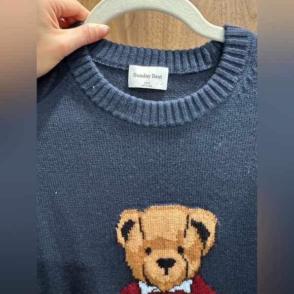 Sunday Best Navy Knit bear sweater - Picture 2 of 3